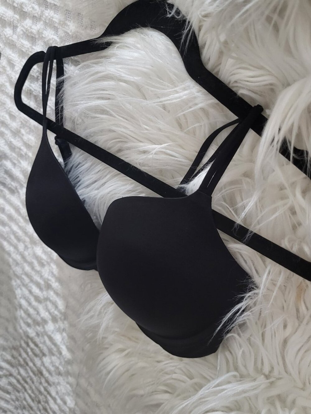 Victoria's Secret Very Sexy Push-up Black Bra 34 D Adjustable Straps Soft Nylon